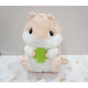 Kawaii Hamster Plush with Clover – LARGE Soft & Round Plush Toy